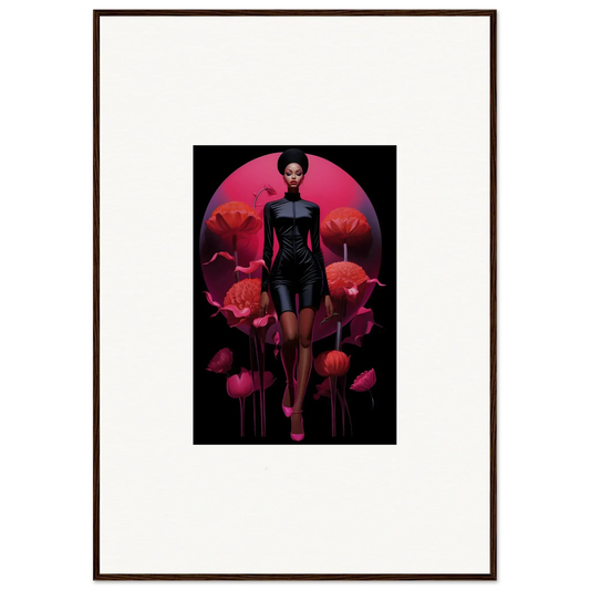 Framed canvas print of a stylized female figure for vibrant tribal reverie room decoration