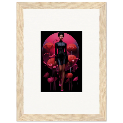 Framed canvas print of Etherial Tribal Reverie with a figure and poppies for room decoration