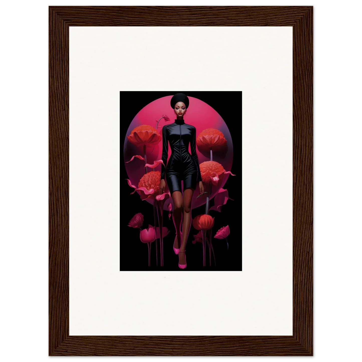 Framed canvas print of a stylized female figure in Tribal Reverie for room decoration