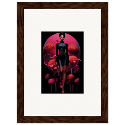 Framed canvas print of a stylized female figure in Tribal Reverie for room decoration