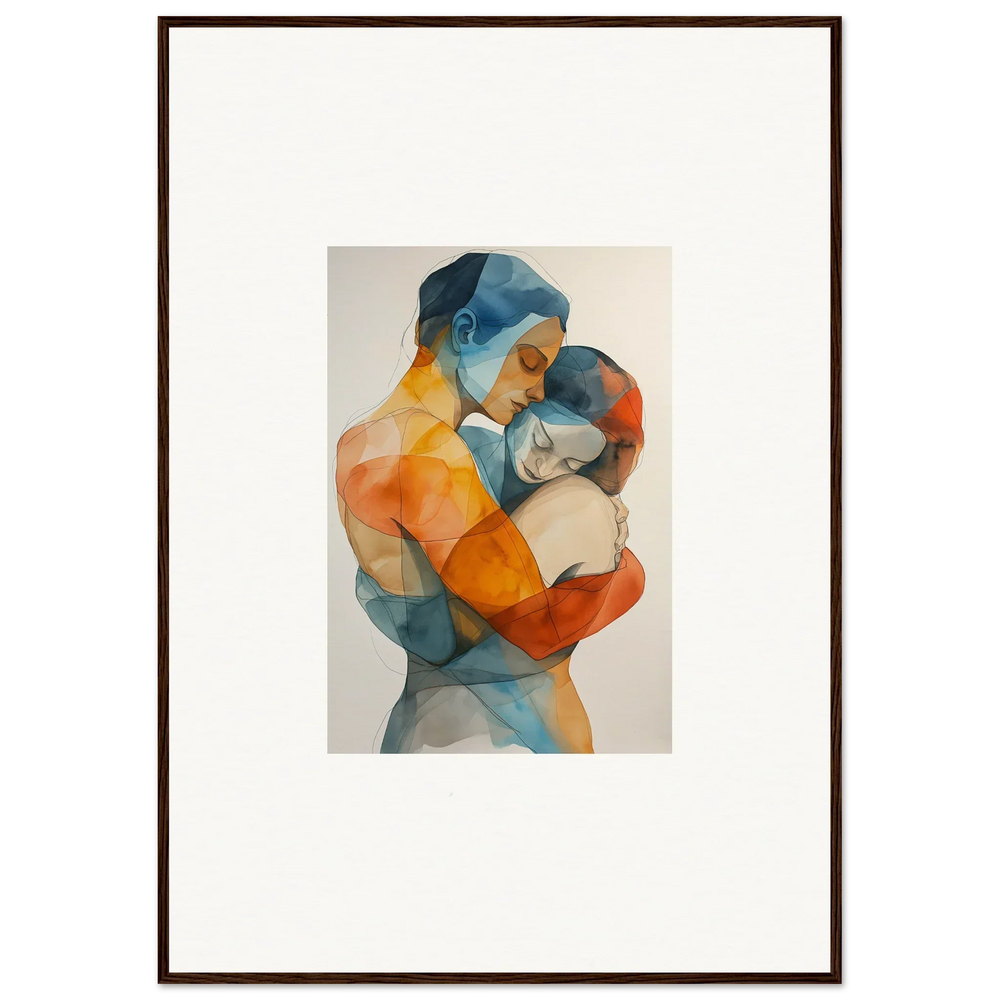 Abstract watercolor of two embracing figures for a stylish embrace cosmos canvas print