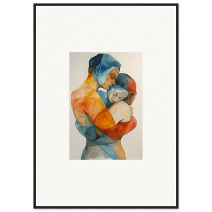 Colorful abstract watercolor of embracing figures for stylish embrace cosmos room decoration