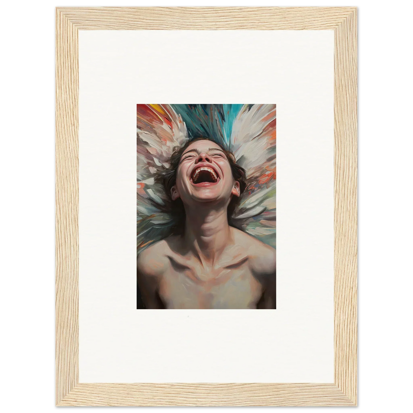 Colorful canvas print of a joyful person for vibrant room decoration, Aura Bloom