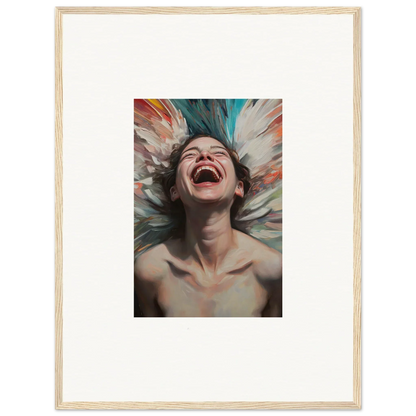 Joyful laughing portrait painting for a vibrant aura bloom room decoration