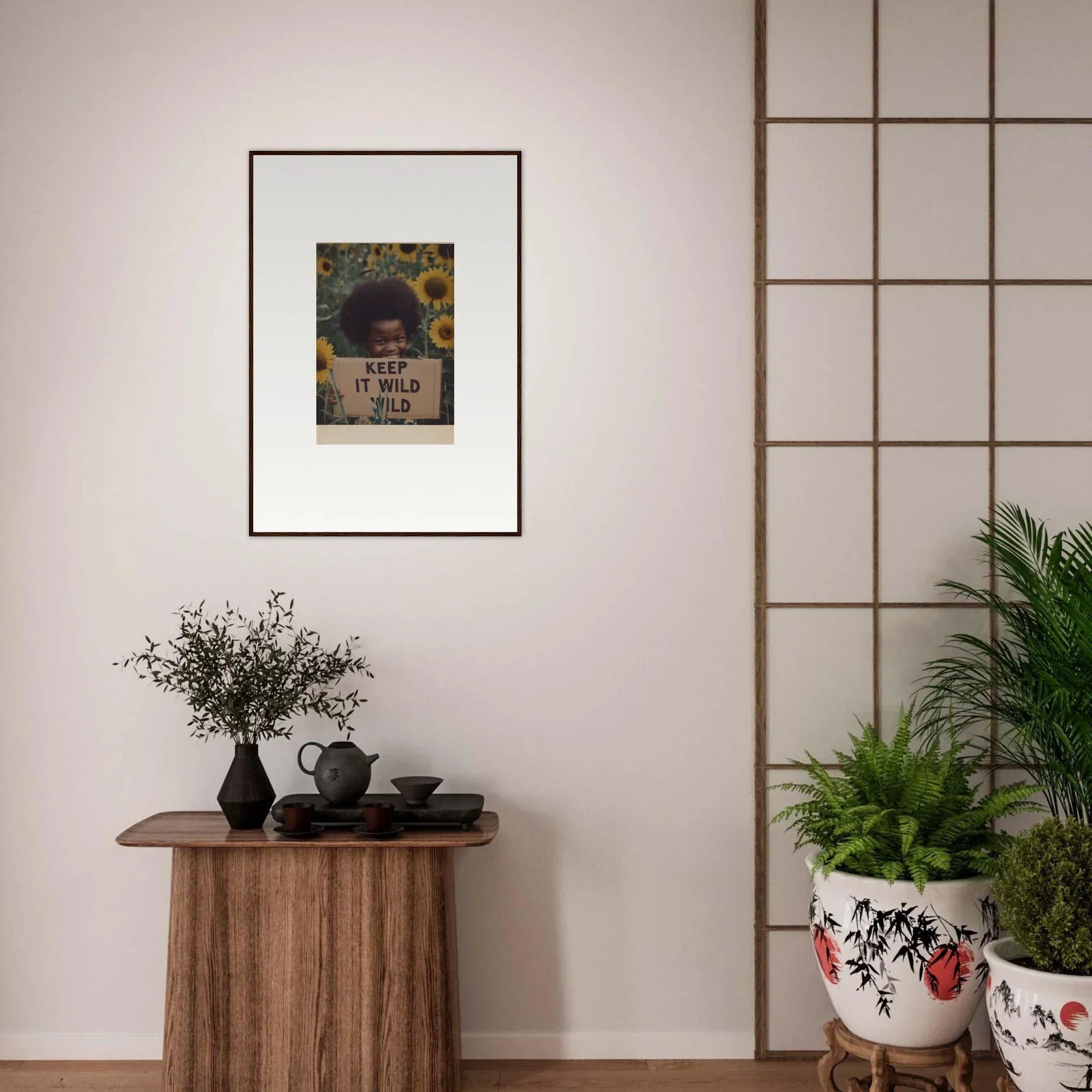 Framed Euphoric Sun Voyages artwork brightening up a stylish wall display