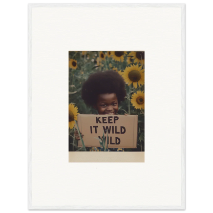 Vintage photo with Keep It Wild sign and sunflowers from Euphoric Sun Voyages art