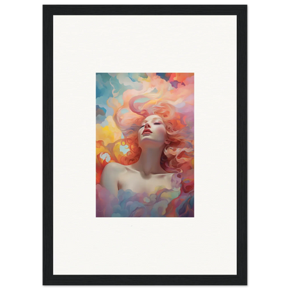 Colorful woman with flowing hair in Euphoria Epiphany framed wall art for room decor