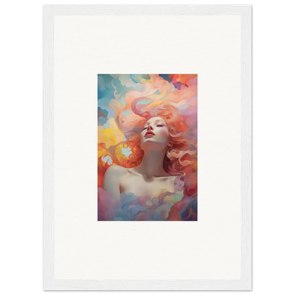 Colorful painting of a woman with flowing hair for Euphoria Epiphany room decor