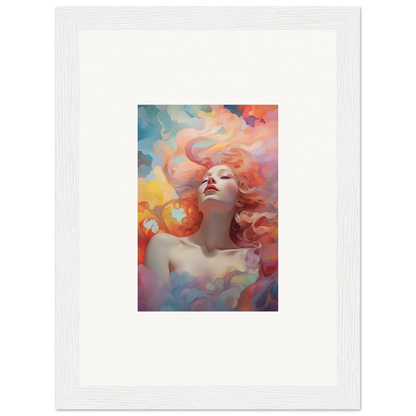 Colorful painting of a woman with flowing hair for Euphoria Epiphany wall art decor