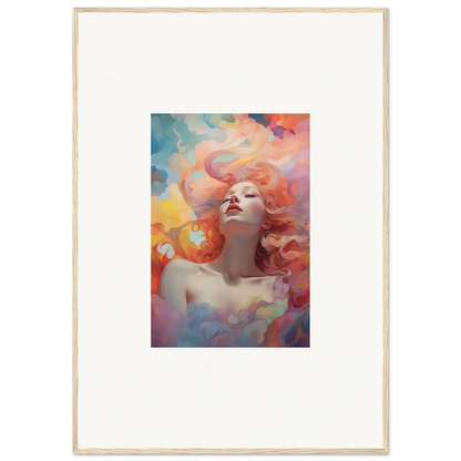 Colorful portrait of a woman with flowing hair, perfect for euphoria epiphany room decor