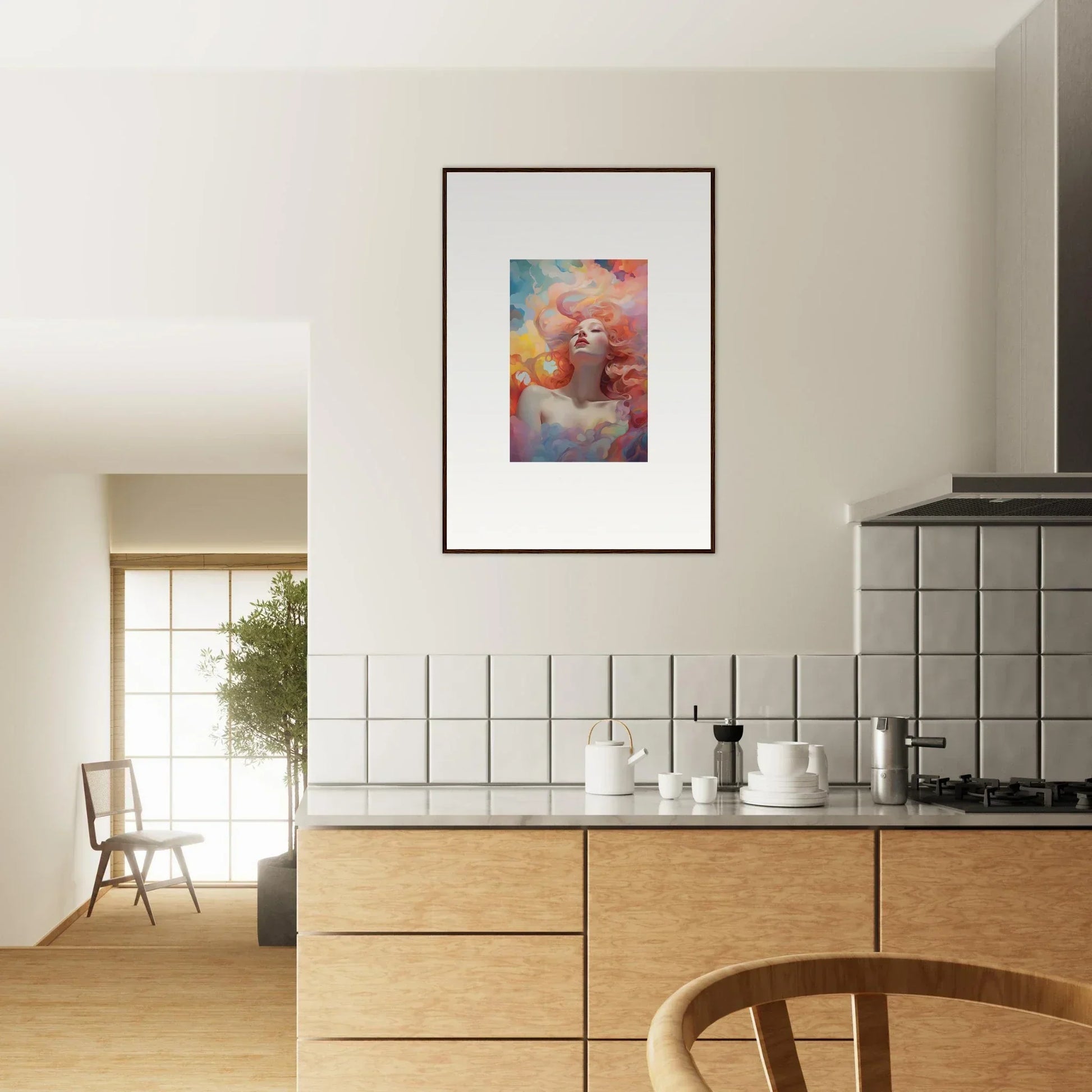 Framed colorful abstract portrait for room decor, Evaporating Euphoria Epiphany