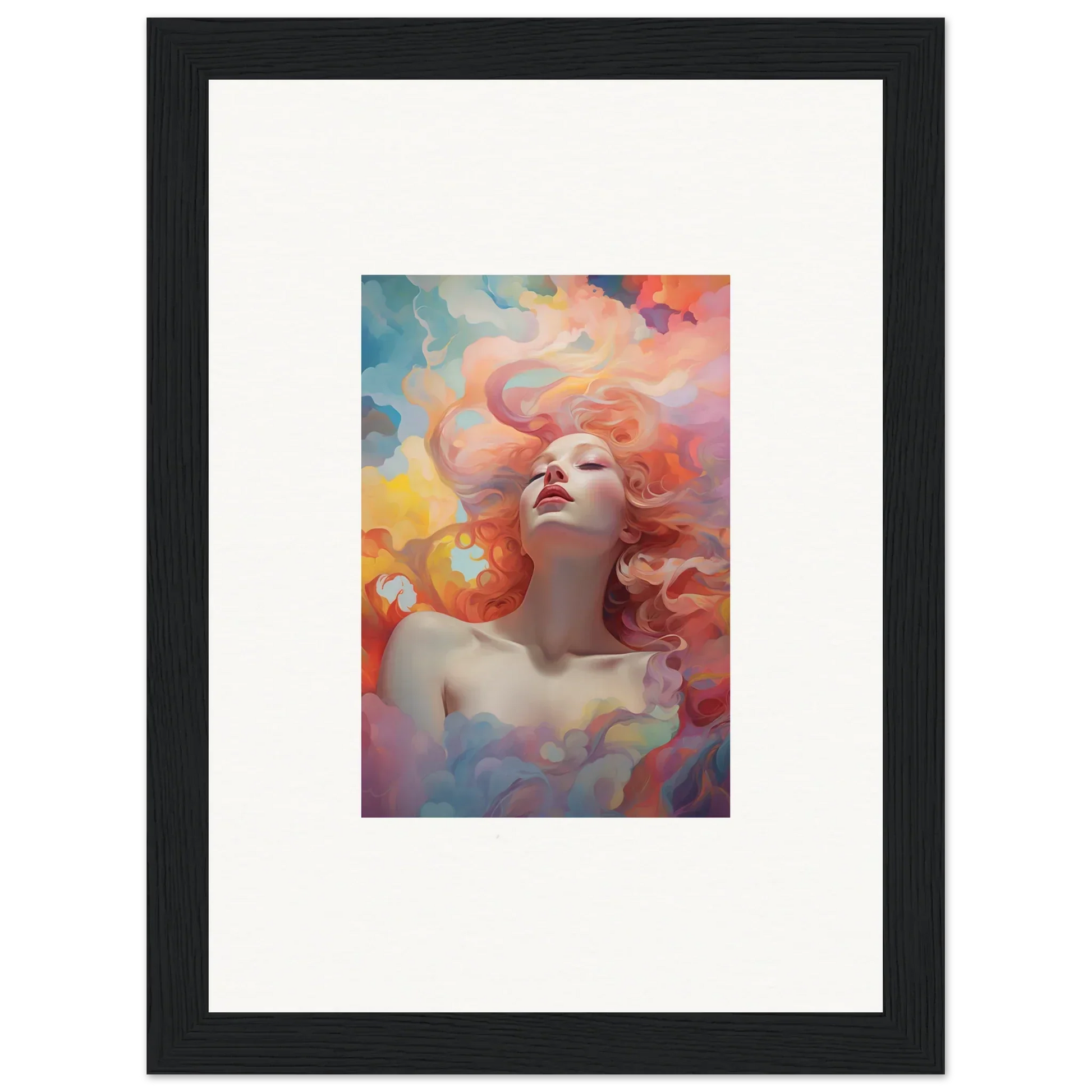 Colorful portrait painting of a woman representing Euphoria Epiphany for stunning room decor