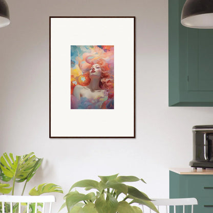 Framed colorful abstract portrait painting for euphoria epiphany room decor