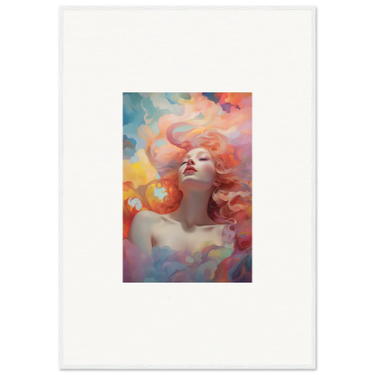 Colorful painting of a woman with flowing hair for Euphoria Epiphany room decor