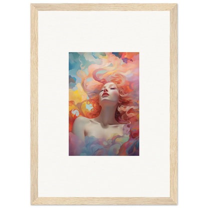 Framed wall art of a colorful woman embodying Euphoria Epiphany for stylish room decor