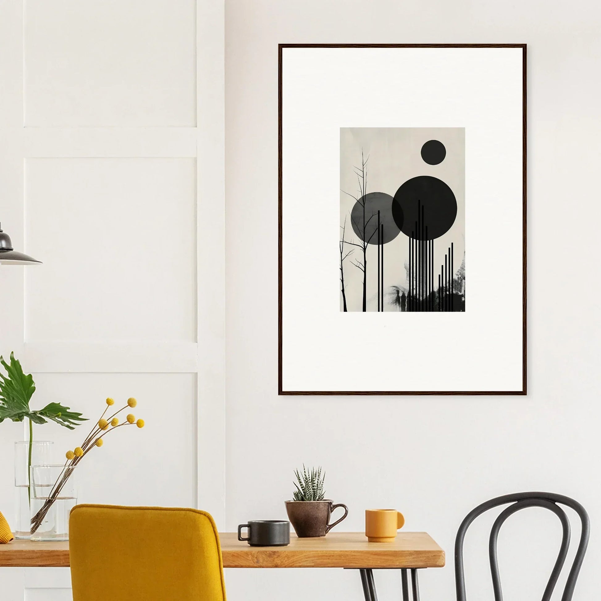 Framed abstract black and white canvas print for room decoration, Dropscape Wandering