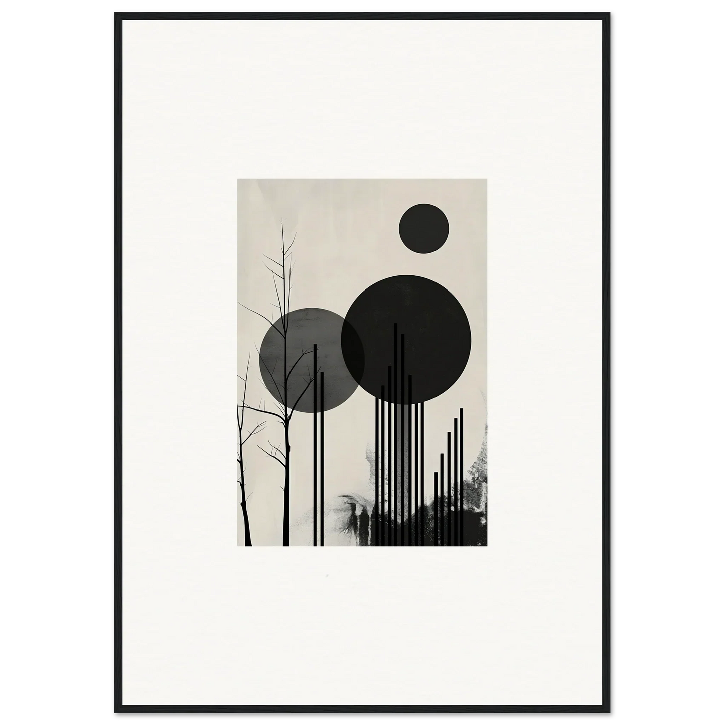 Minimalist black and white abstract canvas print for stylish room decoration with dropscape wandering