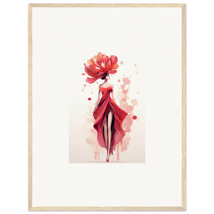 Watercolor painting of a woman in a red dress, perfect for Veil Cachet room decor