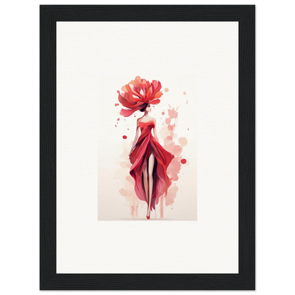 Stylized illustration of a woman in a red dress, perfect for Veil Cachet room decor