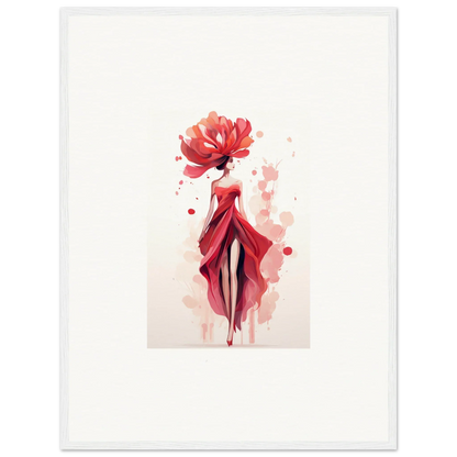 Watercolor-style illustration of woman in red dress, perfect for veil cachet room decor