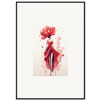 Stylized watercolor painting of a woman in a red dress, perfect for framed wall art or room decor