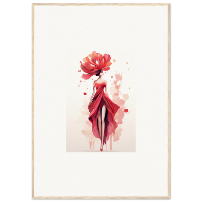 Watercolor painting of a woman in a red dress, perfect for framed wall art and room decor