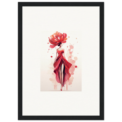 Stylized illustration of a woman in a red dress, perfect for Veil Cachet room decor