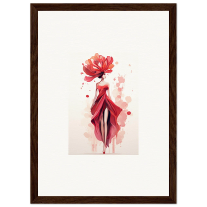 Stylized watercolor of a woman in a red dress, perfect for veil cachet room decor