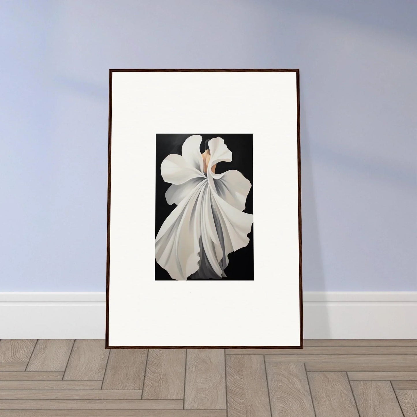 Framed black and white orchid photograph as elegant canvas waves wall art for room decor