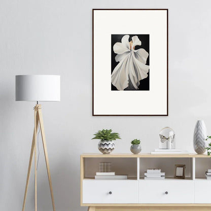 Framed black and white orchid photograph for elegant room decor and canvas waves