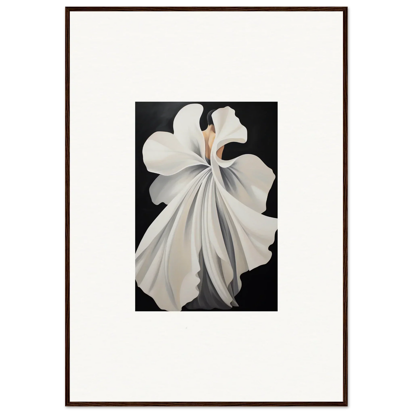 White lily flower with delicate petals enhancing canvas waves framed wall art for room decor