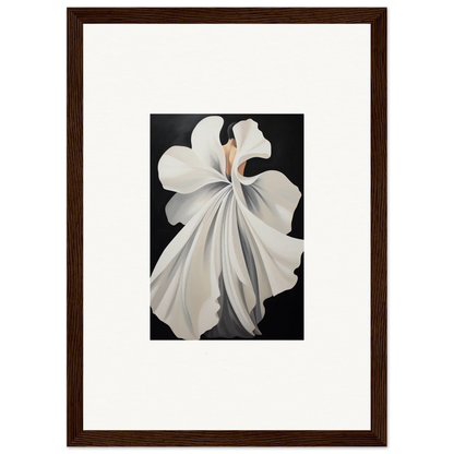 White orchid flower with delicate petals on canvas waves framed wall art for room decor