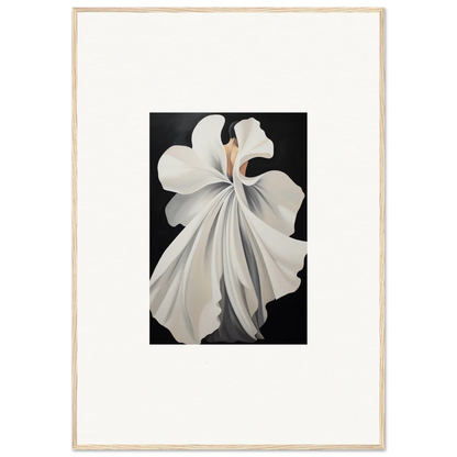 White flower with flowing petals, part of Balletic Canvas Waves framed wall art for room decor