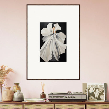 Framed wall art of a figure in a white gown, ideal for elegant room decor