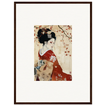 Traditional Japanese artwork of a geisha in a red kimono for Faux Devotion Complex