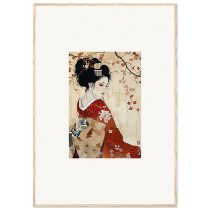 Traditional Japanese art of a geisha in a red kimono for Faux Devotion Complex