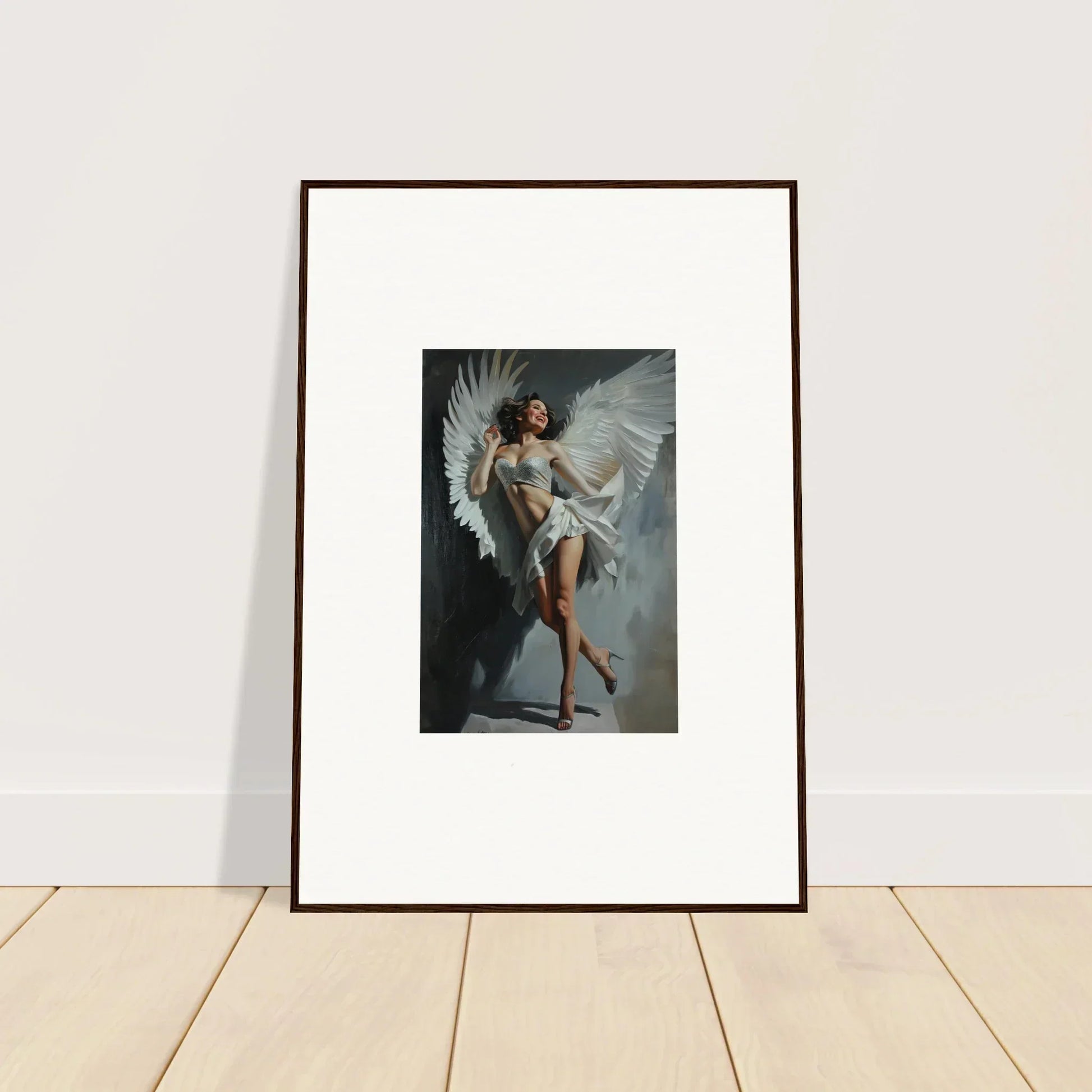 Framed wall art featuring an angelic figure for bliss effervescent room decor