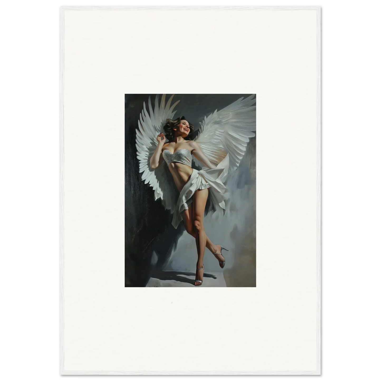 Angelic figure with white wings in graceful pose, perfect for Bliss Effervescent wall art