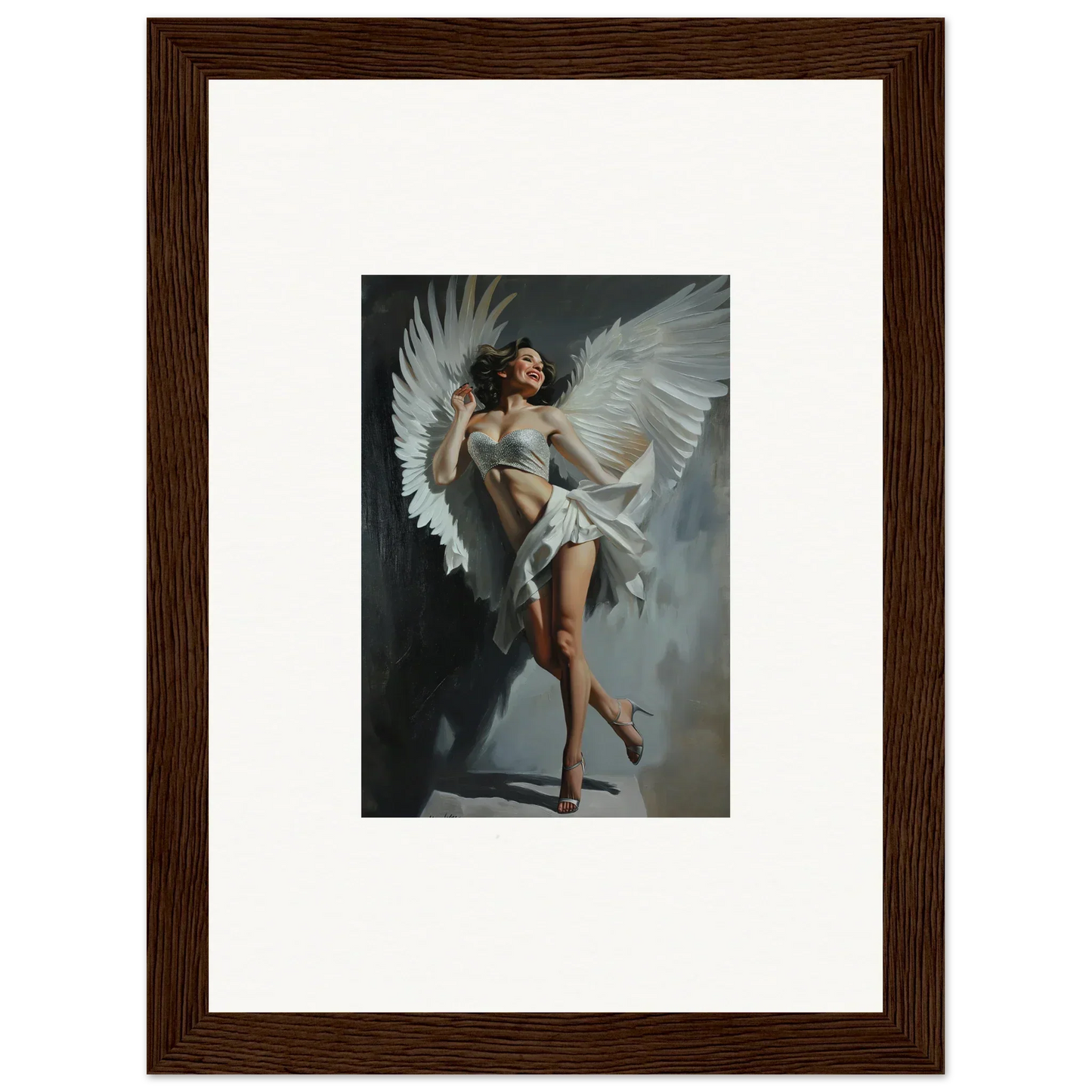 Framed wall art of an angelic figure, perfect for bliss effervescent room decor