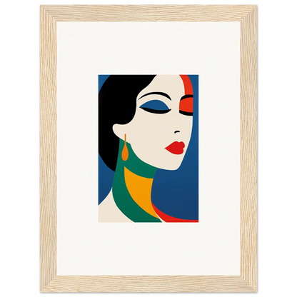 Stylized portrait of a woman in bold colors, perfect for Prism Reverie room decor