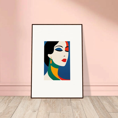 Framed wall art of a stylized face in bold colors, perfect for Prism Reverie room decor