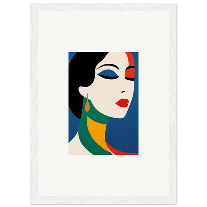 Stylized portrait of a woman in bold colors, ideal for Prism Reverie room decor