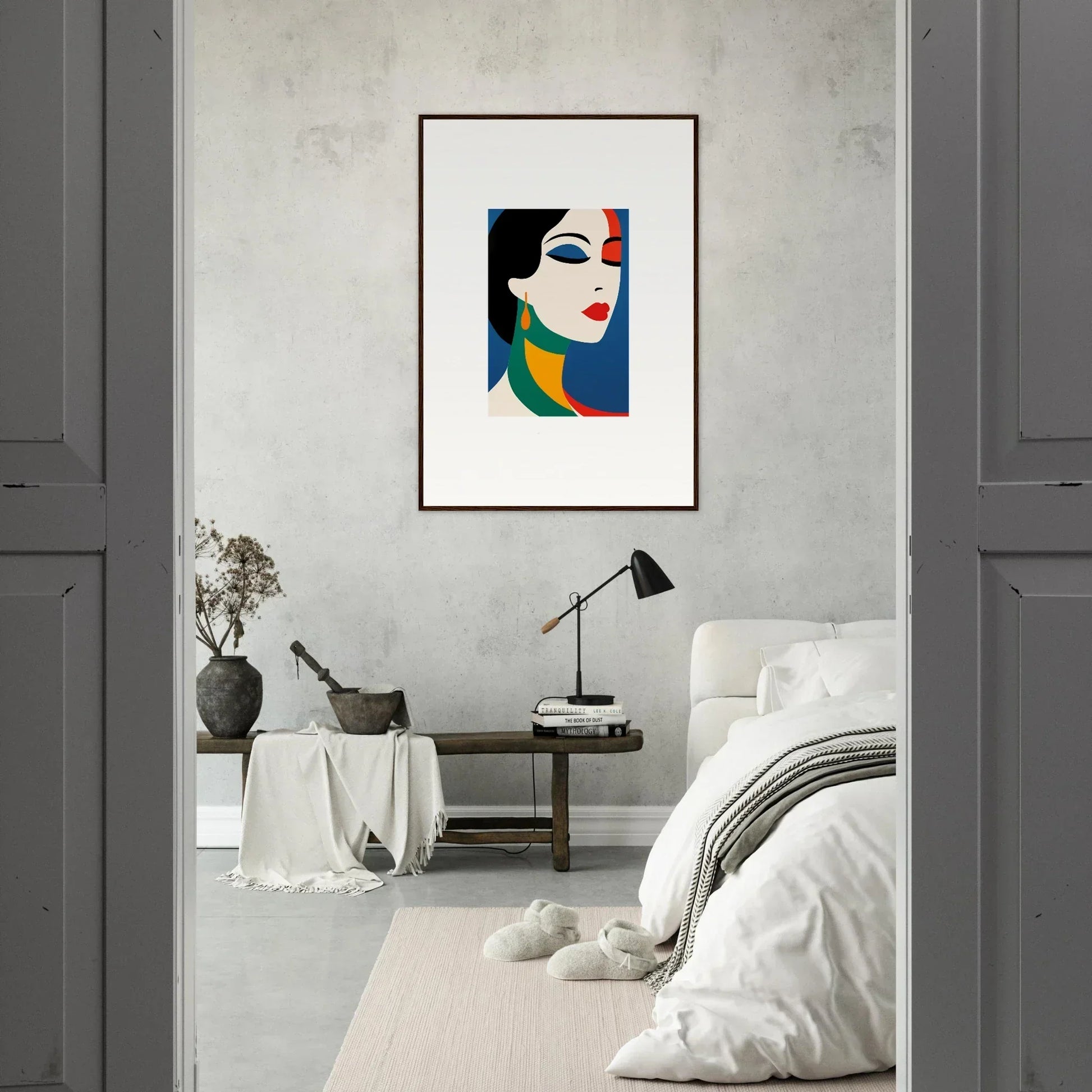 Framed wall art titled Female Prism Reverie featuring bold colors and geometric shapes