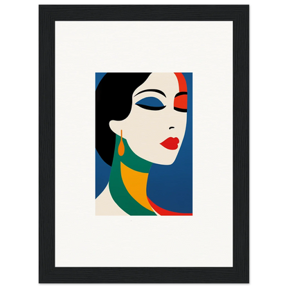 Stylized portrait of a woman in bold colors, ideal for Room Decor or Framed Wall Art