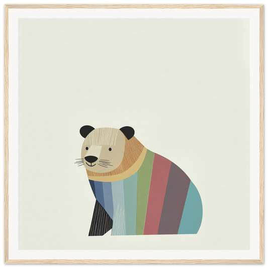 Colorful striped panda bear illustration in minimalist style for Feral Hue Jamboree