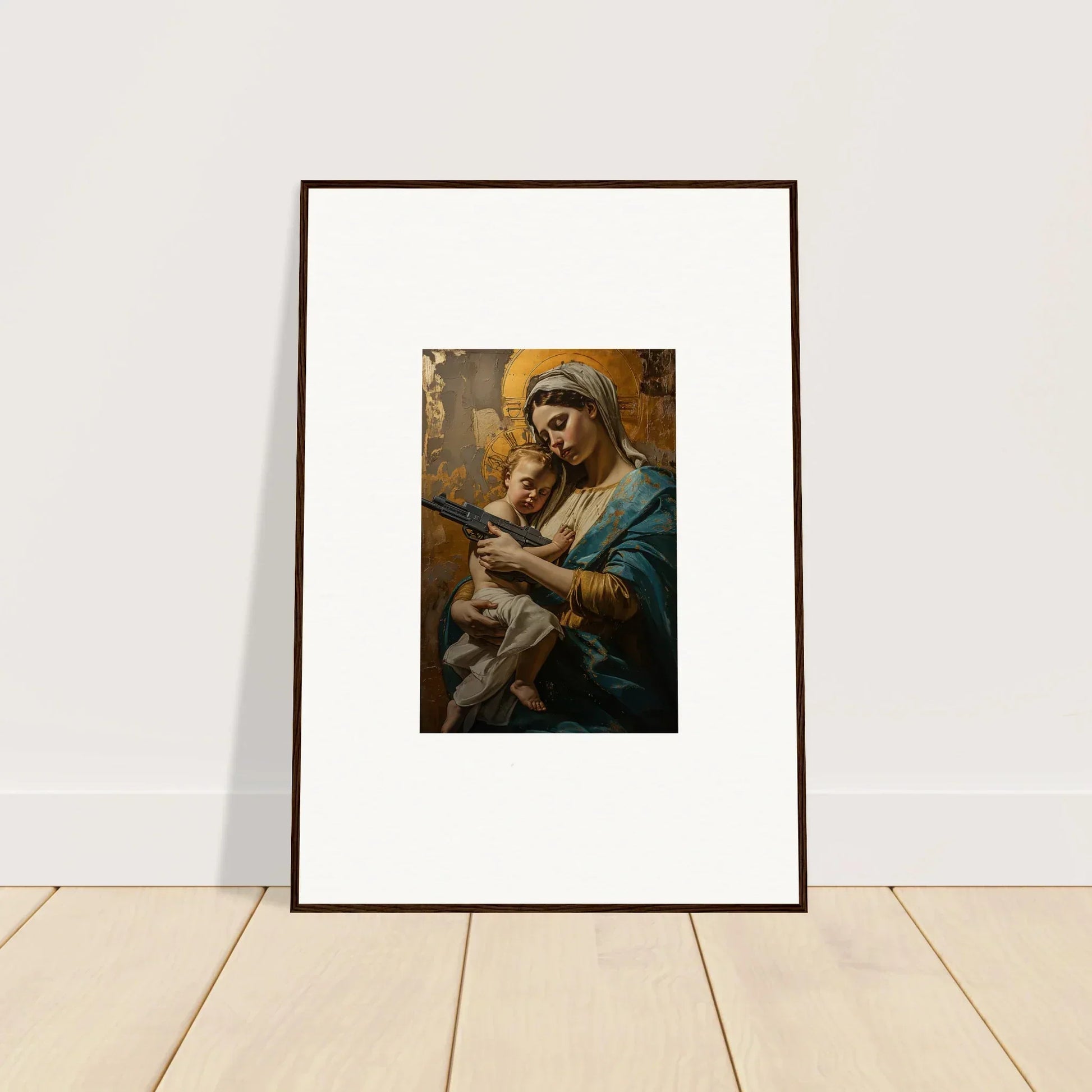 Framed wall art of a woman and child embodying serenity spirit for beautiful room decor