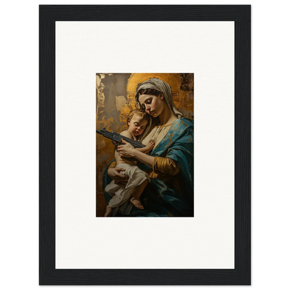 Framed painting of Madonna and Child, perfect for serene room decor and wall art