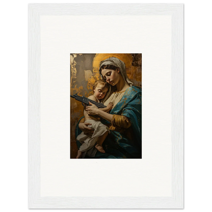 Framed wall art of a woman and baby, embodying serenity spirit for elegant room decor