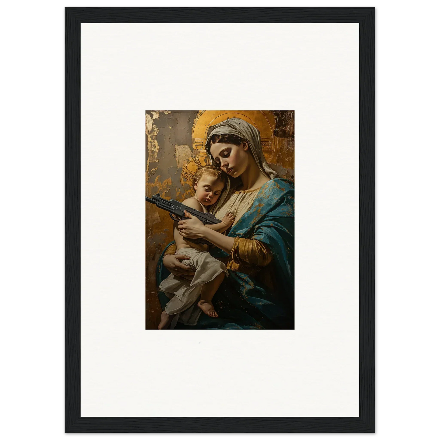 Classical religious painting of a woman and baby, perfect for Serenity Spirit room decor