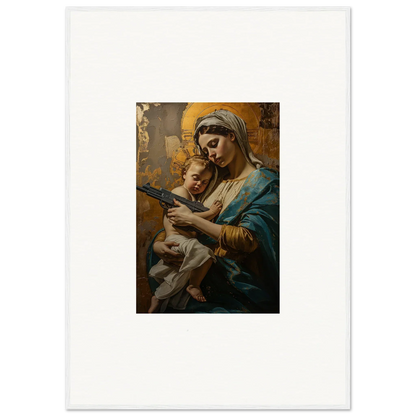 Classical painting of Madonna and Child for serene room decor framed wall art